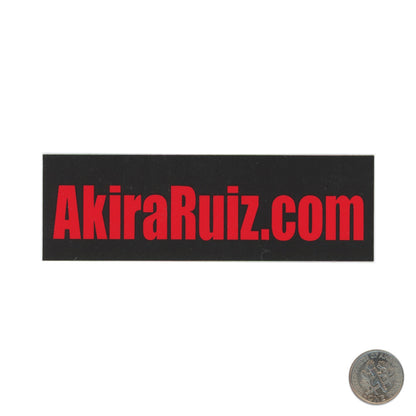 AKIRA RUIZ.com Black Orange Sticker with dime