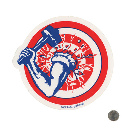 A NY Thing Arm and Hammer Sticker Medium with dime