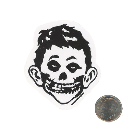 A NY Thing Alfred. E Newman Black white Skull Sticker with dime