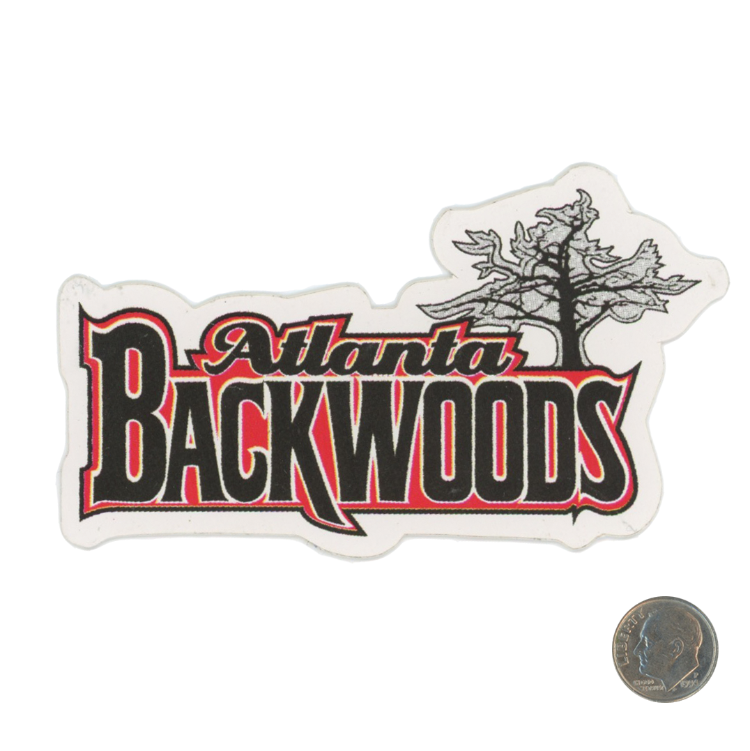 Atlanta Backwoods Black and Red Logo Sticker with dime