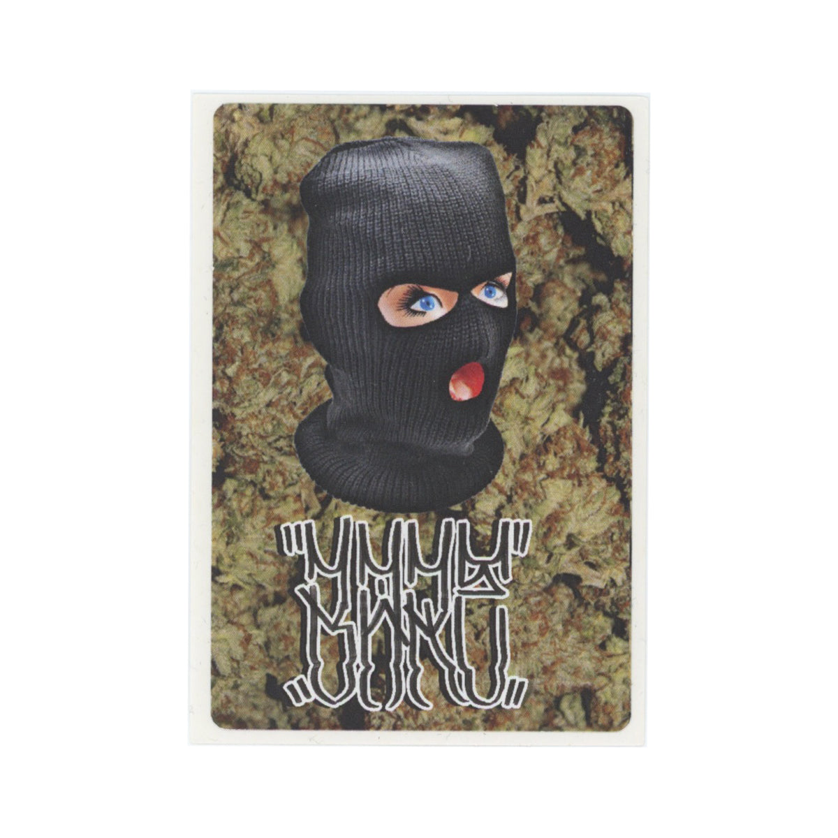 BareOne Girl in Mask and Cannabis Sticker