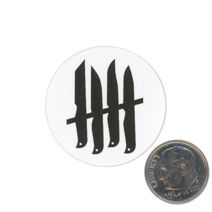 Knives Out! Black Knife Round Small Sticker with dime