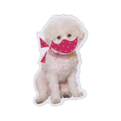 Coming Soon Dog with Pink Mask White Sticker