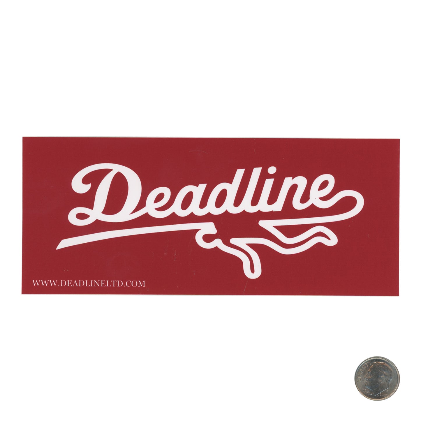 Deadline Red Sticker with dime