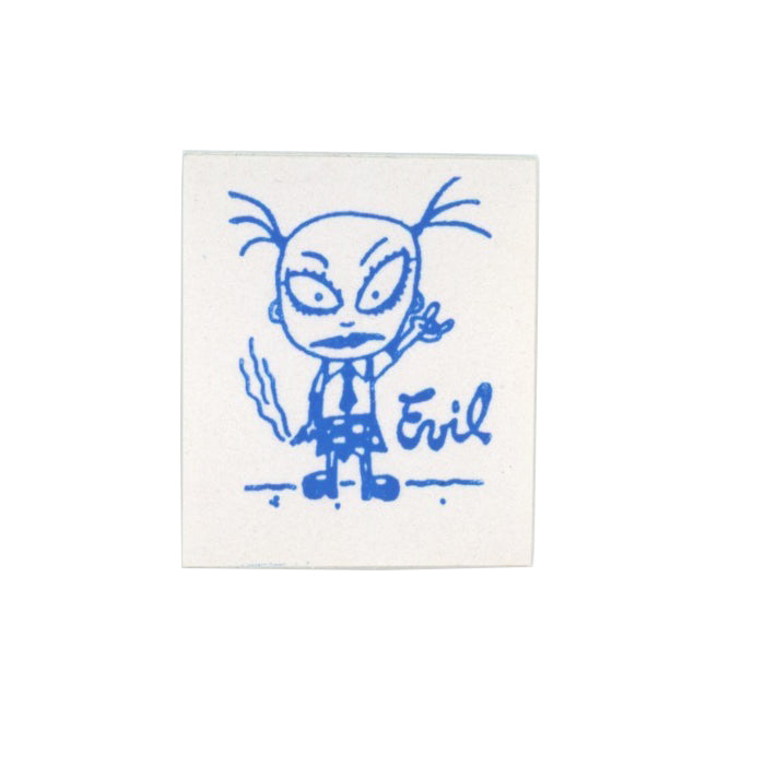 Evil Design Girl Drawing Sticker Blue