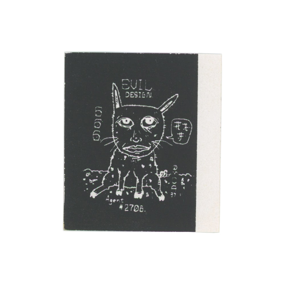 Evil Design Cat Drawing Sticker Black