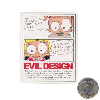 Evil Design Comics Sticker with dime