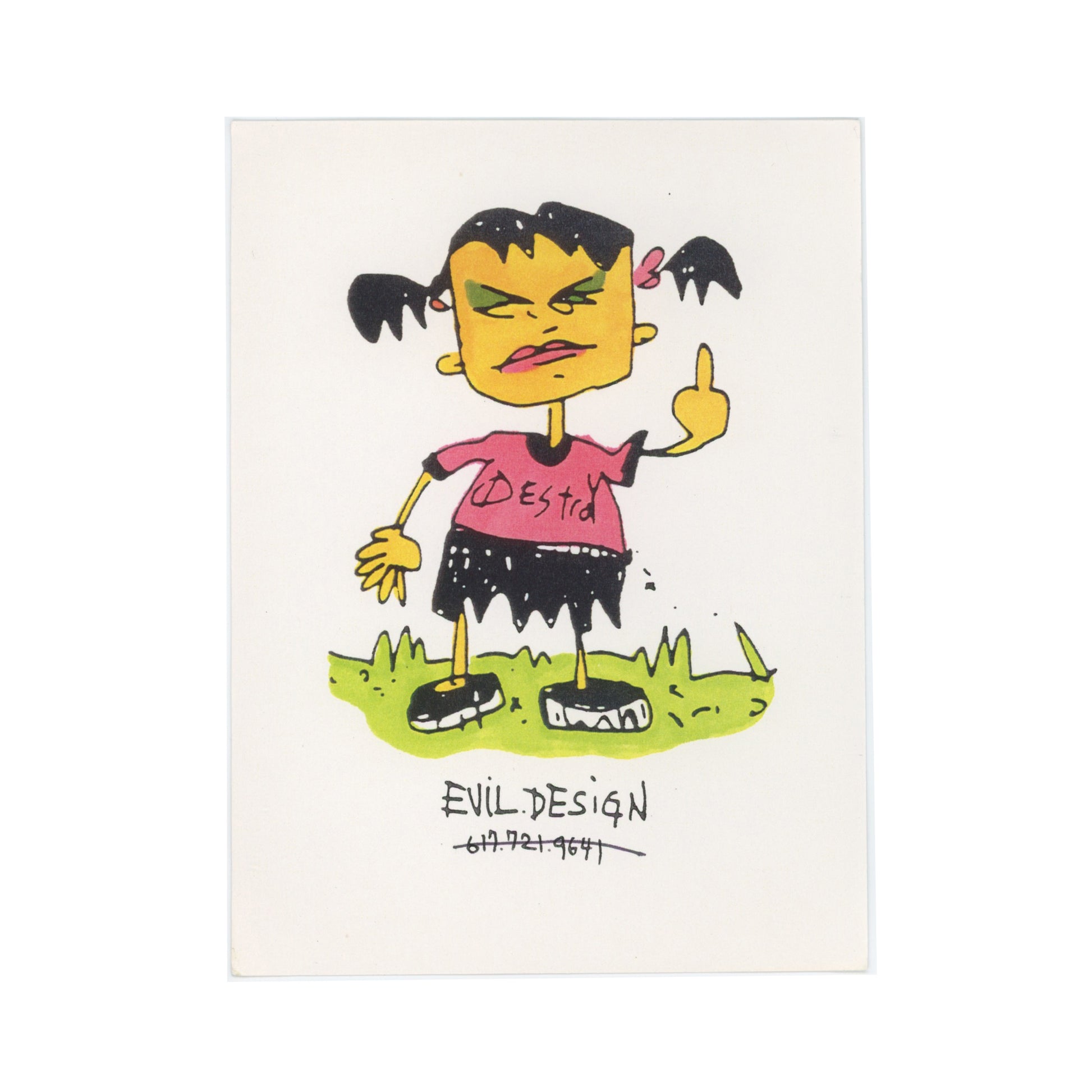 Evil Design Colored Girl's Drawing Sticker