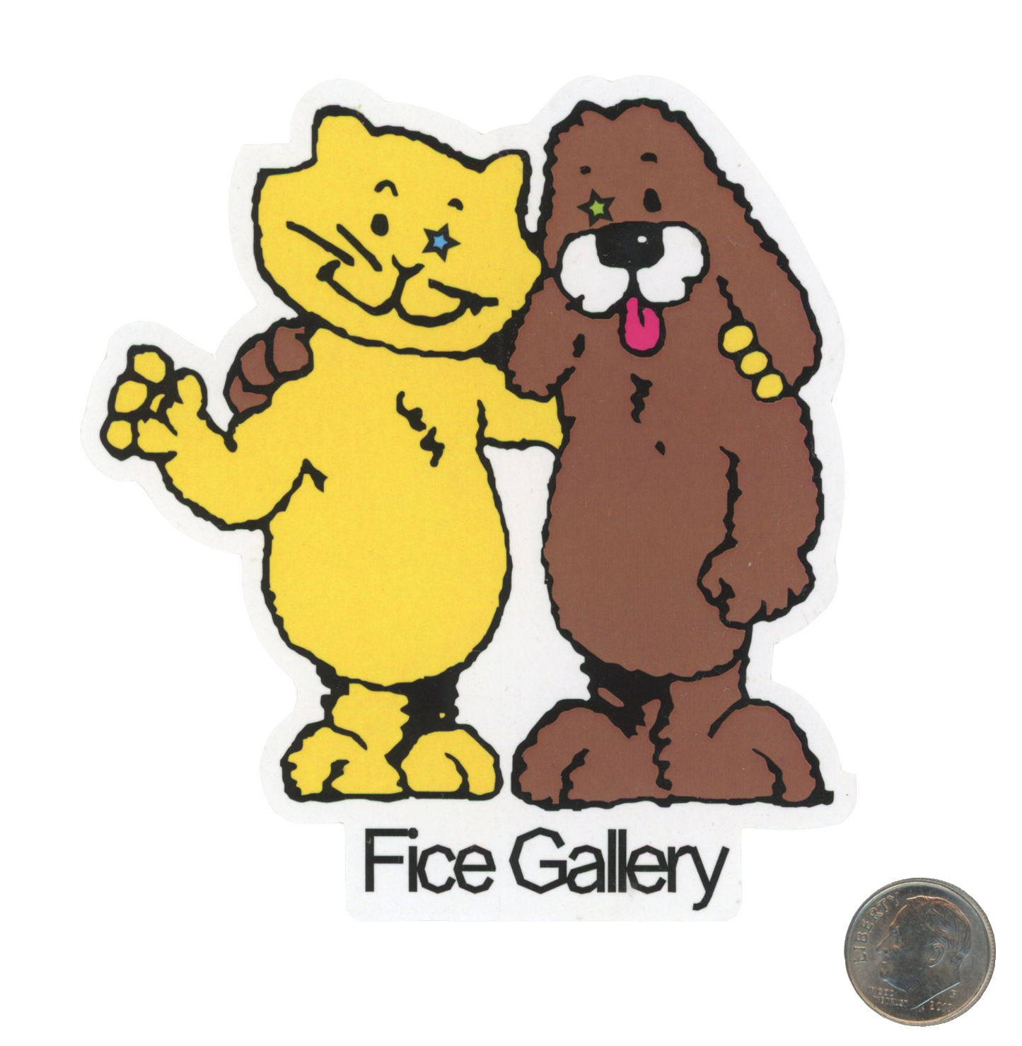 Fice Gallery Dog and Cat Sticker with dime