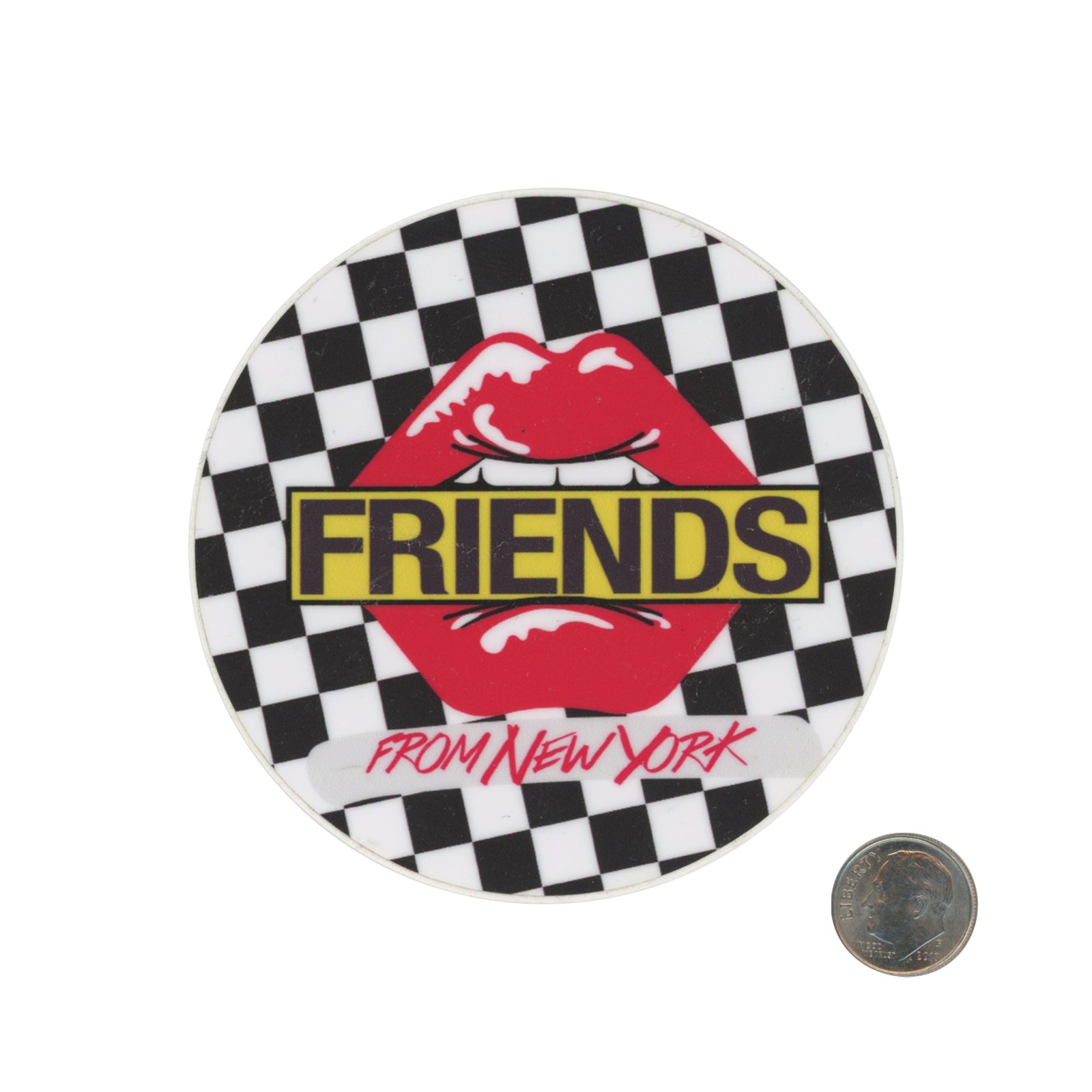 Friends From New York Lips Red Sticker with dime