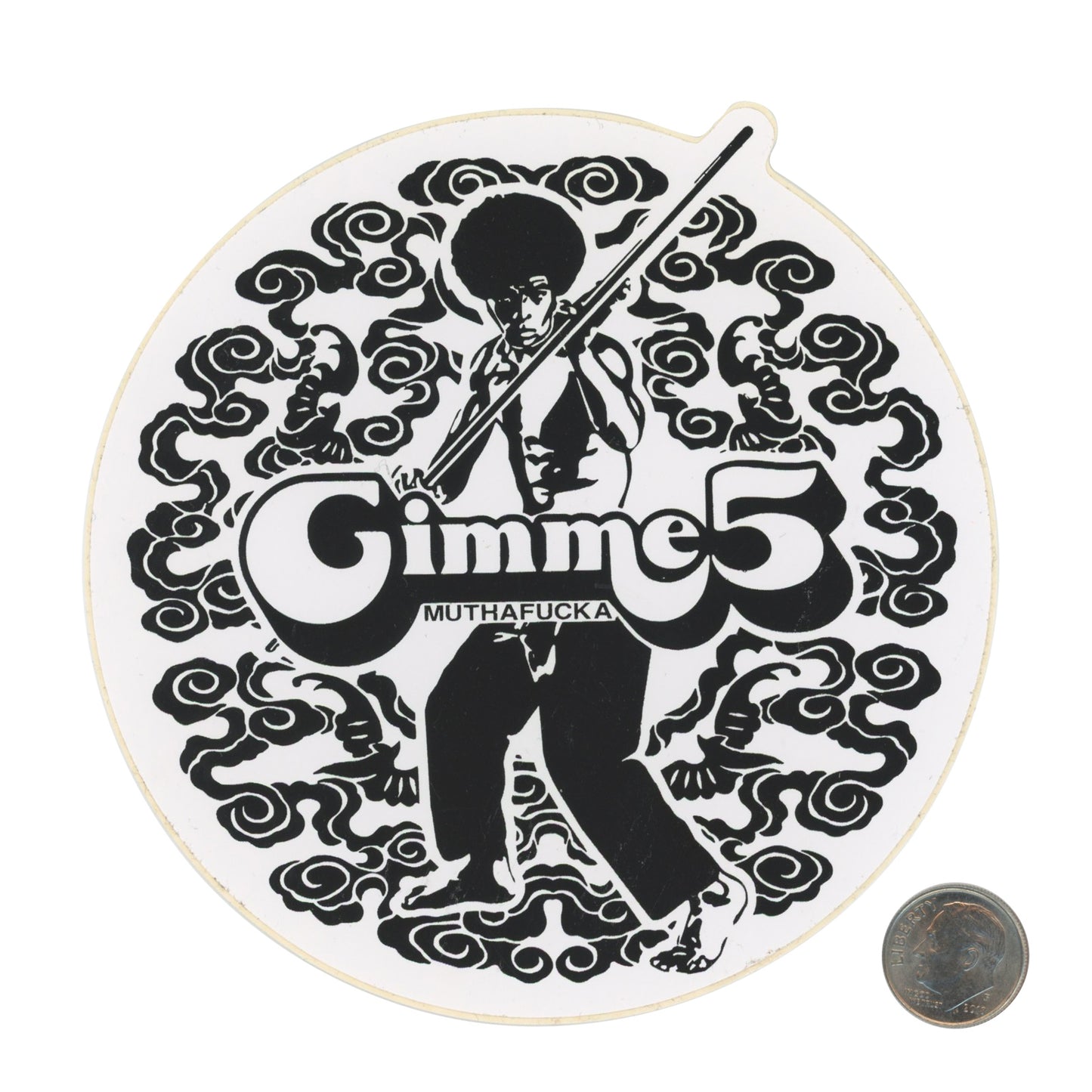 Gimme Five Afro Samurai Sticker with dime