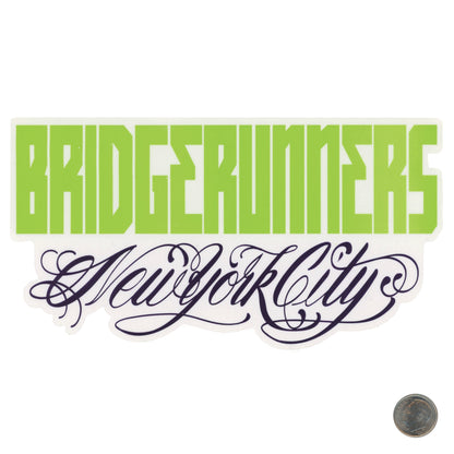 Bridge Runners New York City Script Sticker with dime