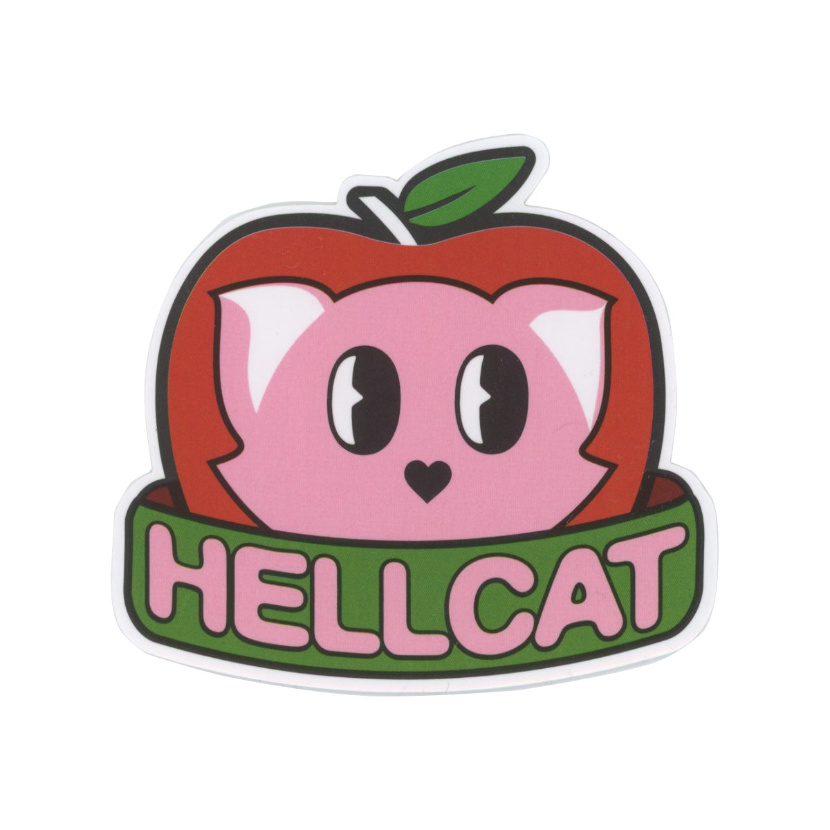 Hellcat Pink Cat Apple Sticker