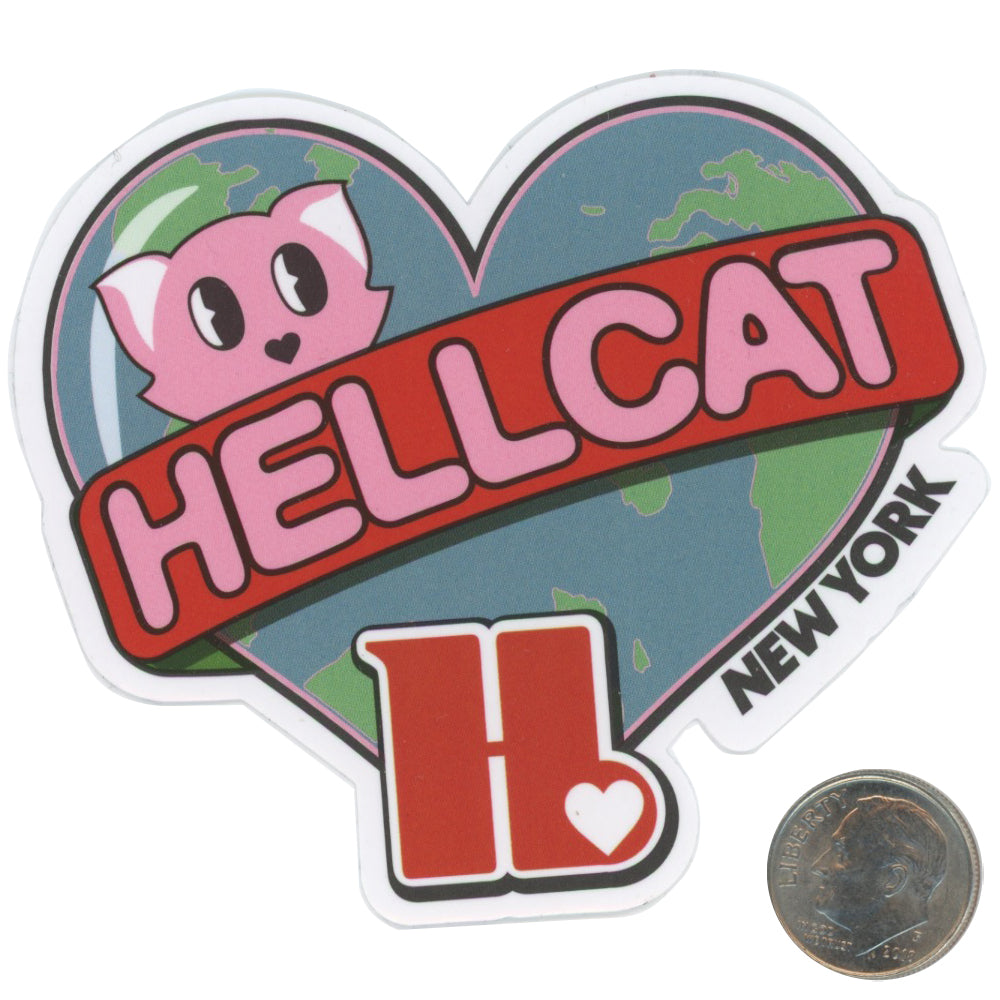 Hellcat World Love Sticker with dime
