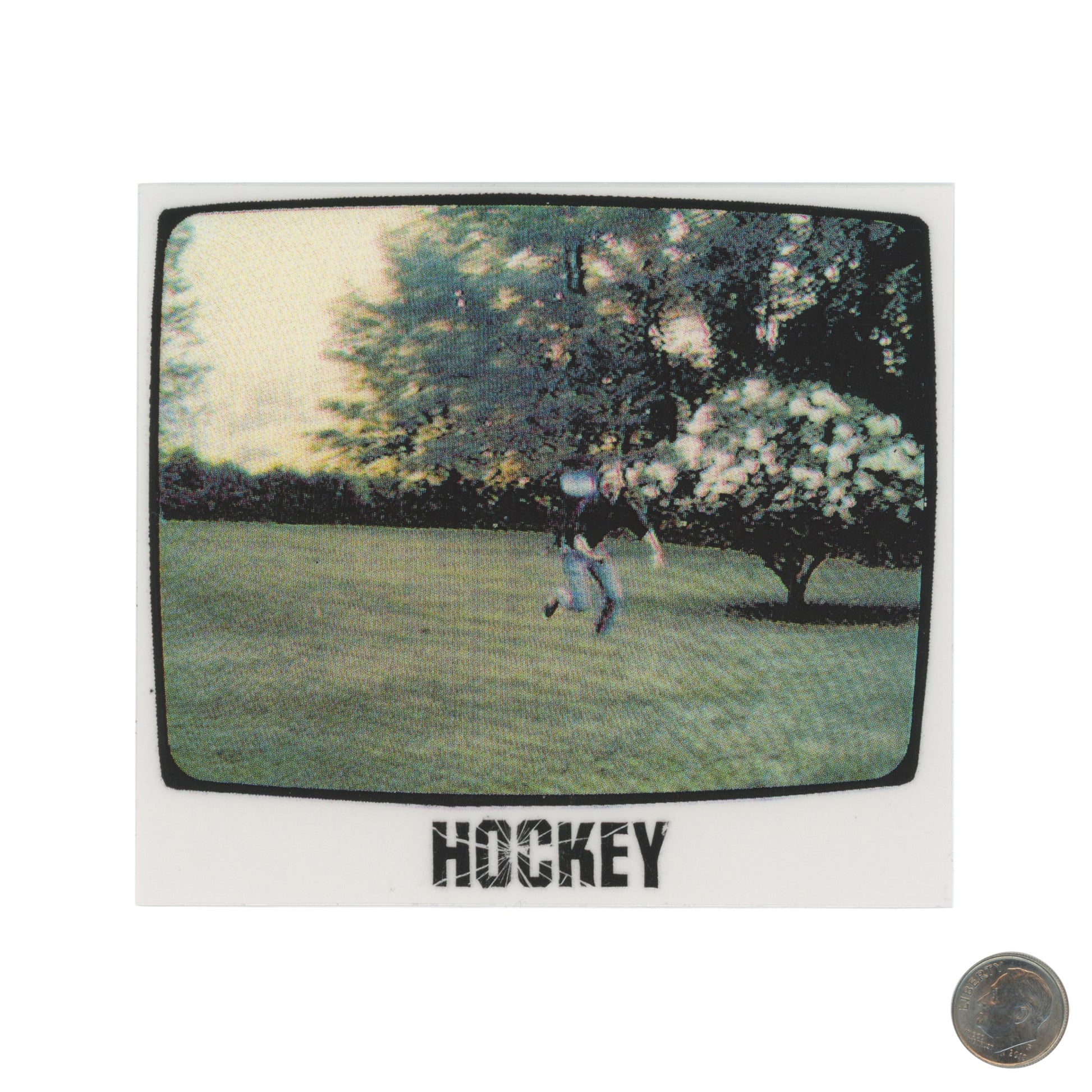 Hockey Man in the Garden Sticker with dime
