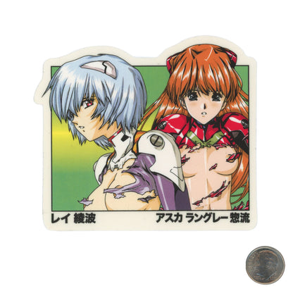 Hook Ups Skateboards Rei Ayanami and Asuka Langley Sticker with dime