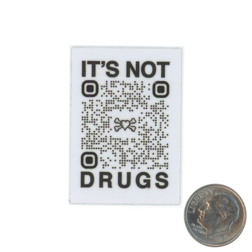 IT'S NOT DRUGS QR Sticker with dime