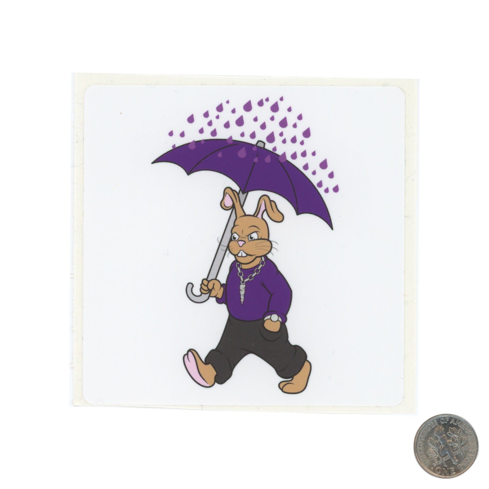 Icy Rabbit in Rain Violet Sticker with dime