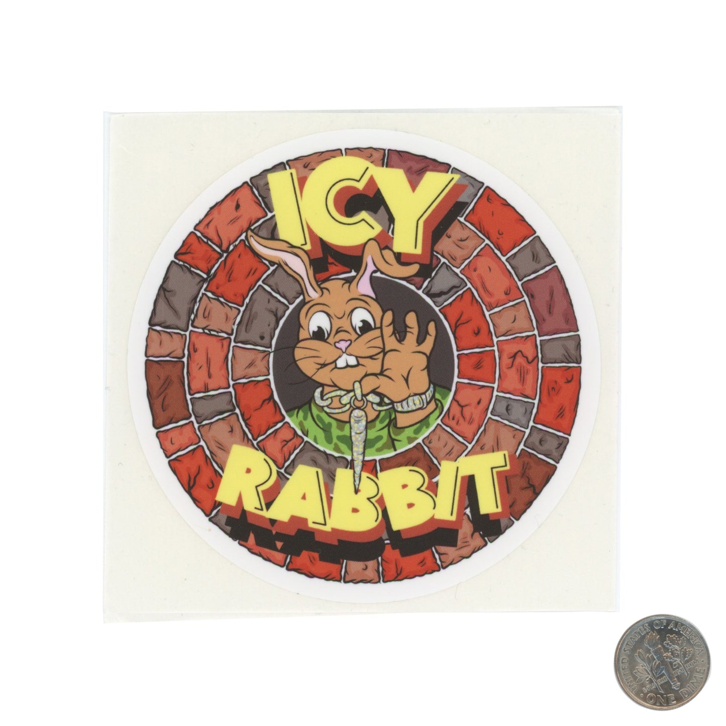 Icy Rabbit with Carrot Chain Sticker with dime