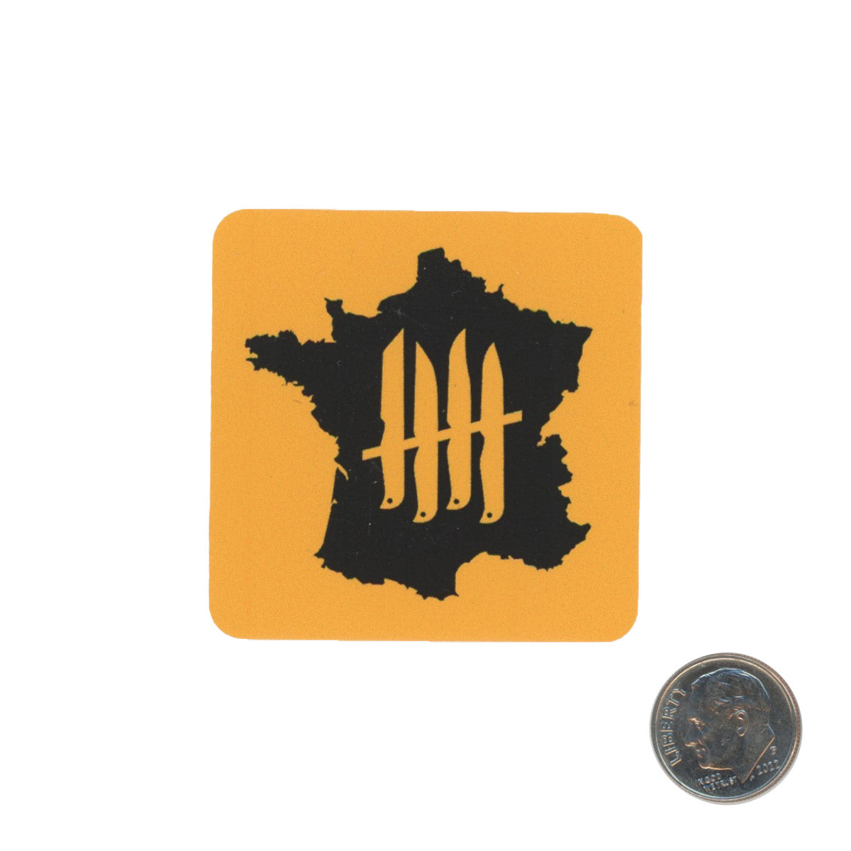 Knives Out! Map Sticker Yellow with dime