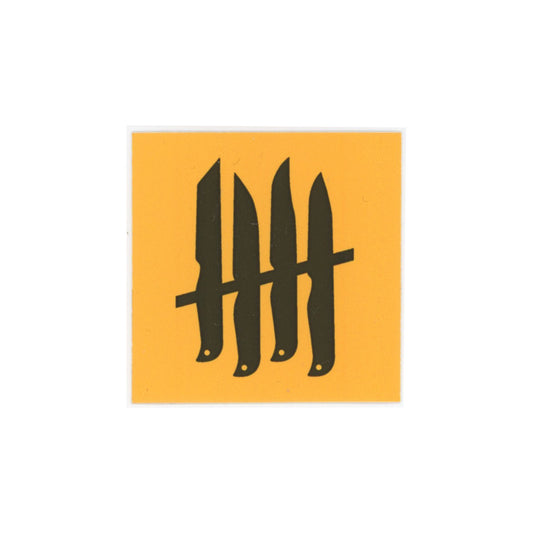 Knives Out! Square Small Sticker Yellow