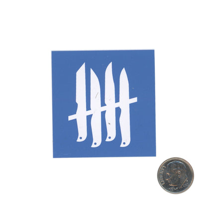 Knives Out! Square Sticker Sky Blue with dime