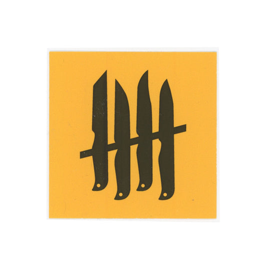 Knives Out! Square Sticker Yellow