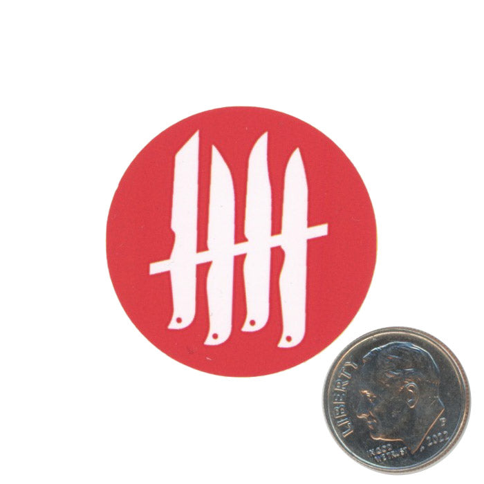 Knives Out Round Small Sticker Red with dime