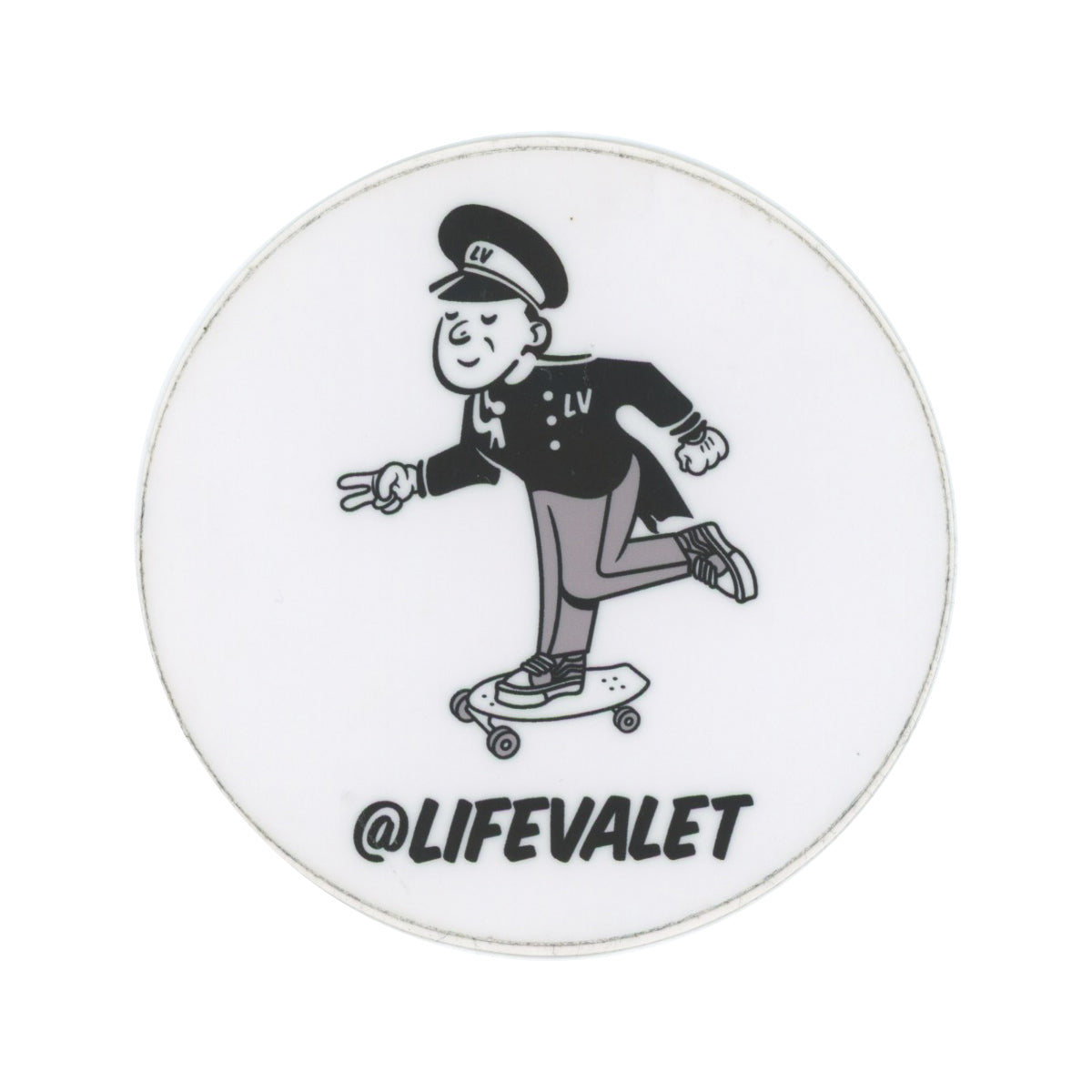 Life Valet Skateboarding White Sticker