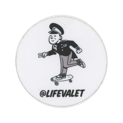 Life Valet Skateboarding White Sticker