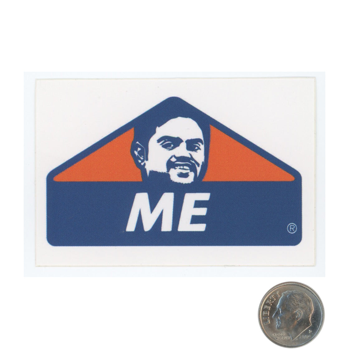 Clint Mario and ME Home Blue Orange Sticker with dime