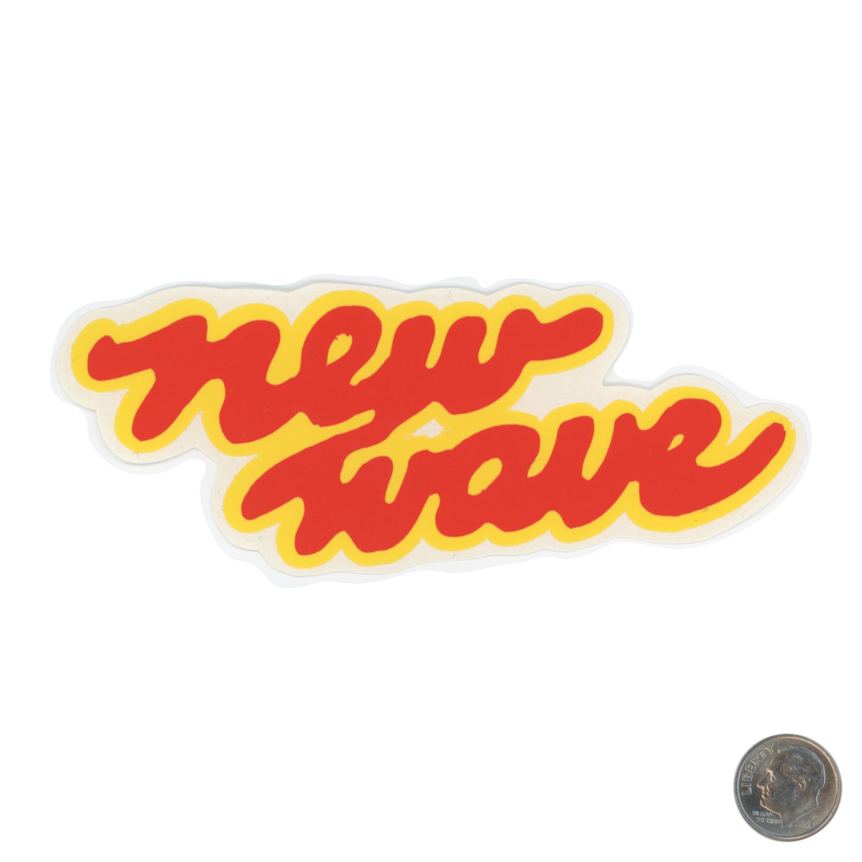 NEW WAVE YELLOW RED Sticker with dime