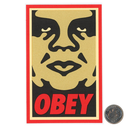 Shepard Fairey OBEY BLACK RED Sticker with dime