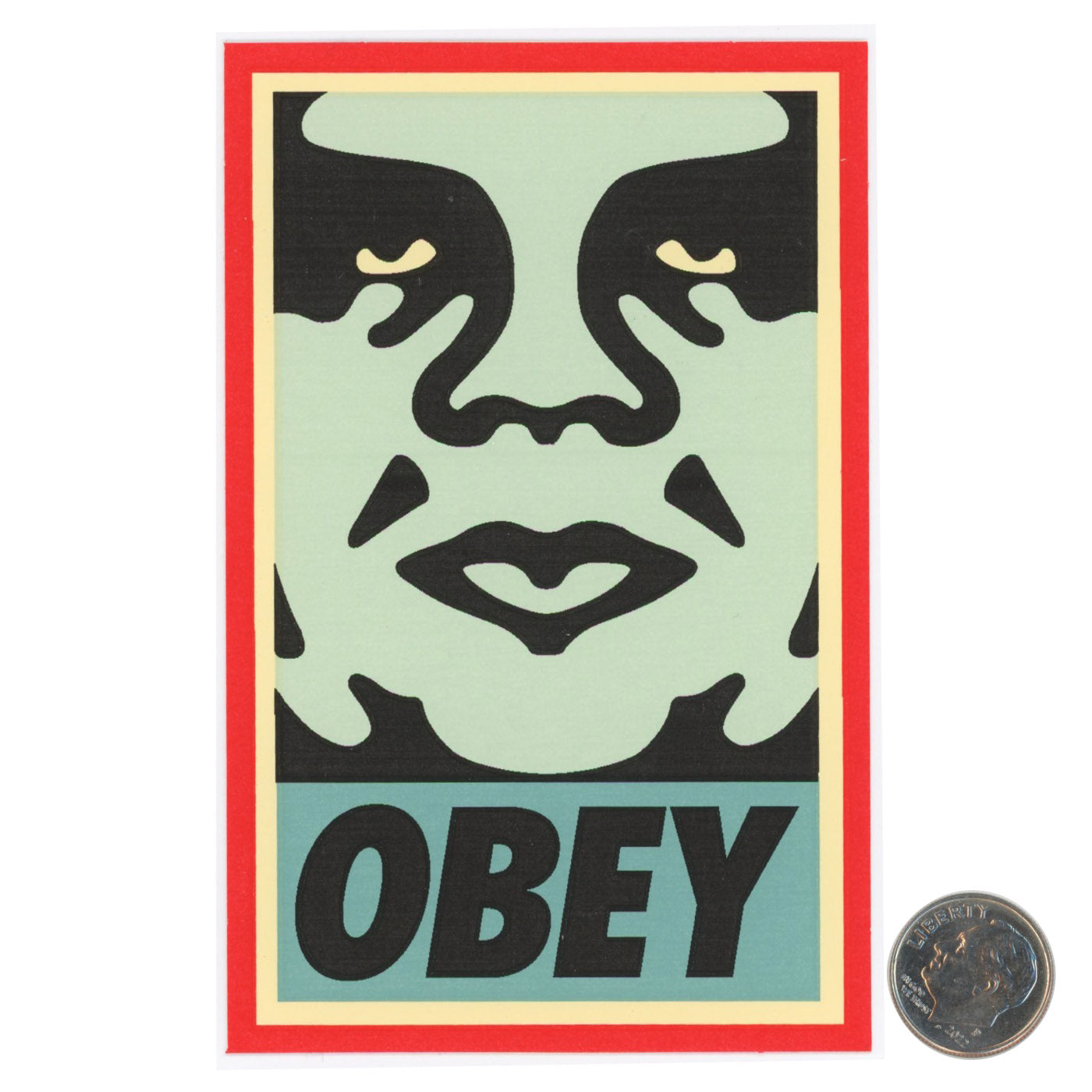 Shepard Fairey OBEY Blue Black Sticker with dime