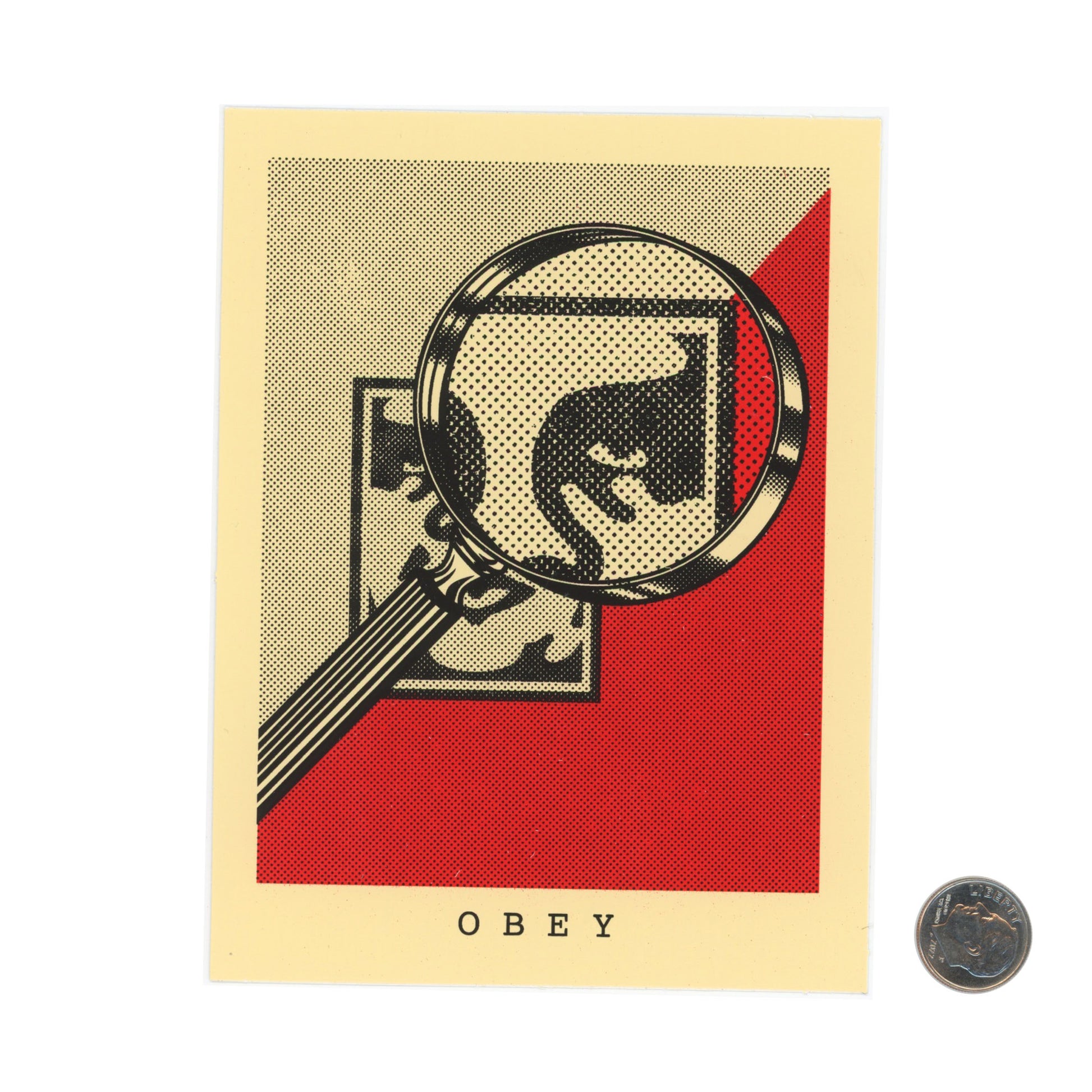 OBEY Magnifying Glass Sticker with dime
