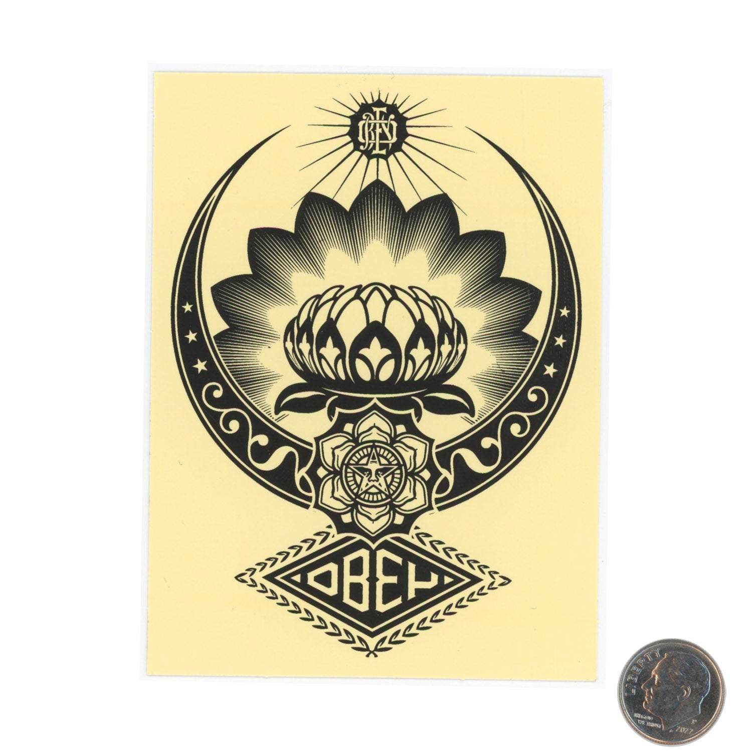OBEY Moon & Lotus Sticker with dime
