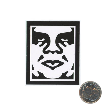 Shepard Fairey Obey Face Sticker Black and White with dime