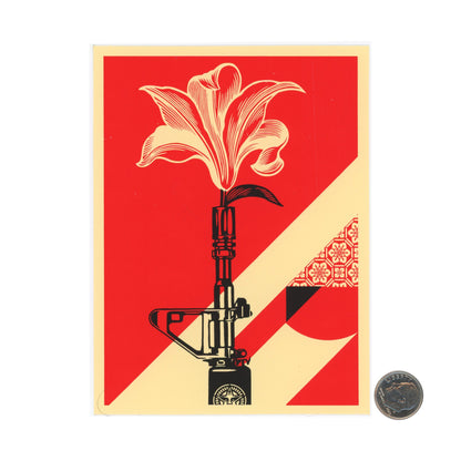 Obey Flower in Rifle Sticker with dime