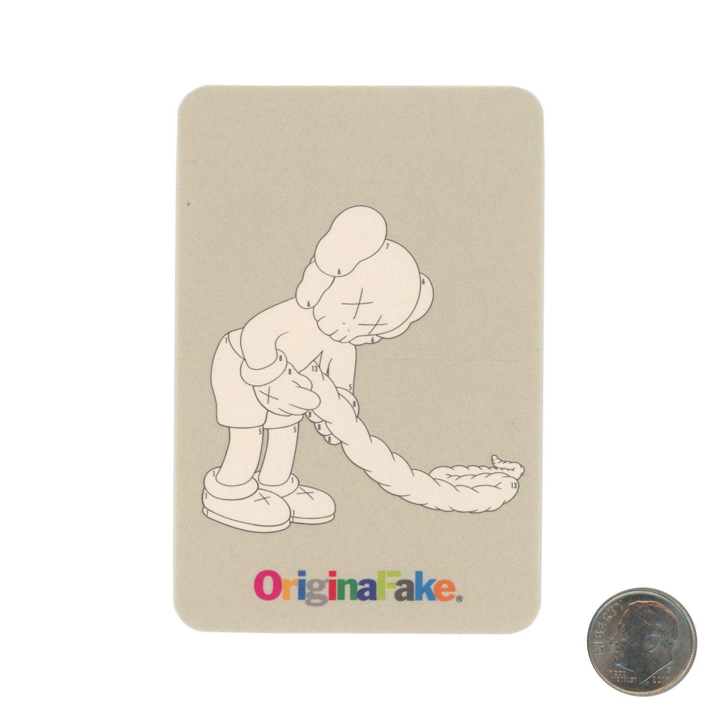 OriginalFake KAWS Intestine on Floor Sticker with dime