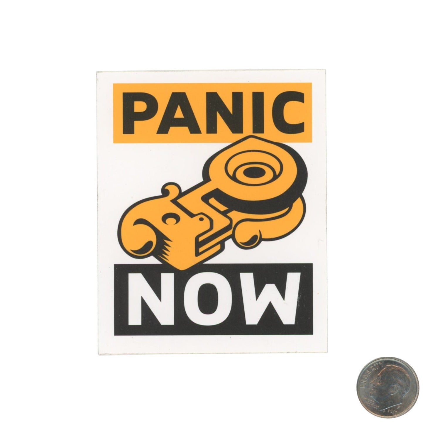 Panic Now Yellow Black Sticker