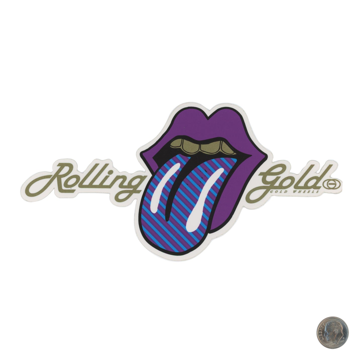 Rolling Stone Rolling Gold Mouth violet Sticker with dime
