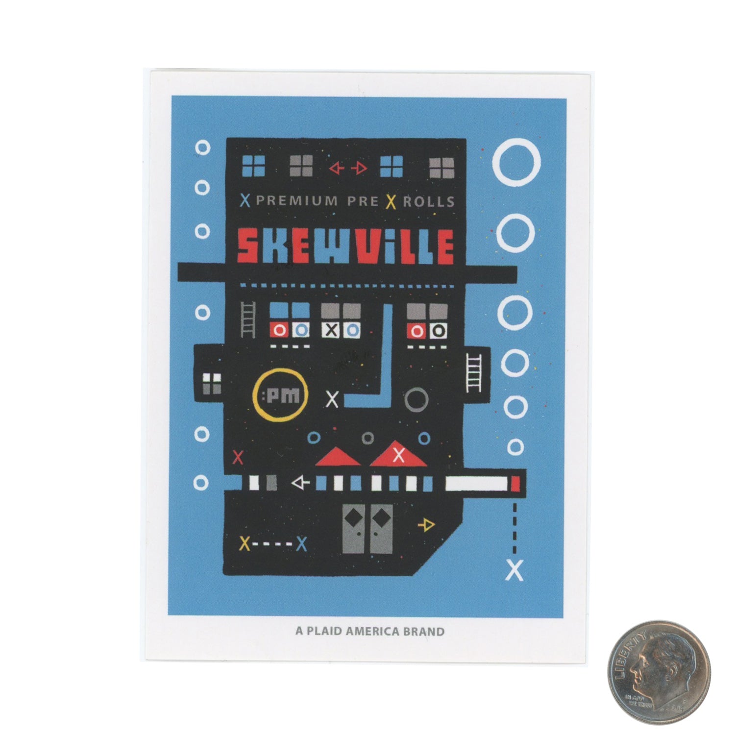 SKEWVILLE PREMIUM PRE-ROLL BLUE Sticker with dime