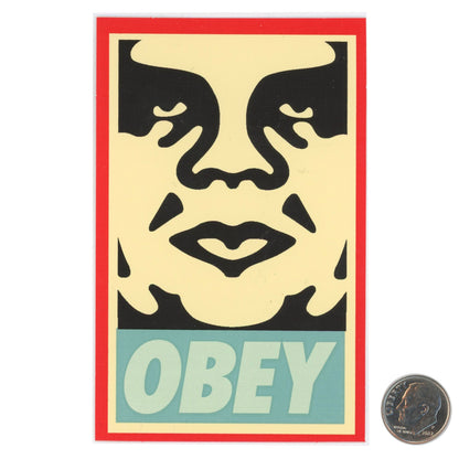 Shepard Fairey OBEY Black Blue Sticker with dime