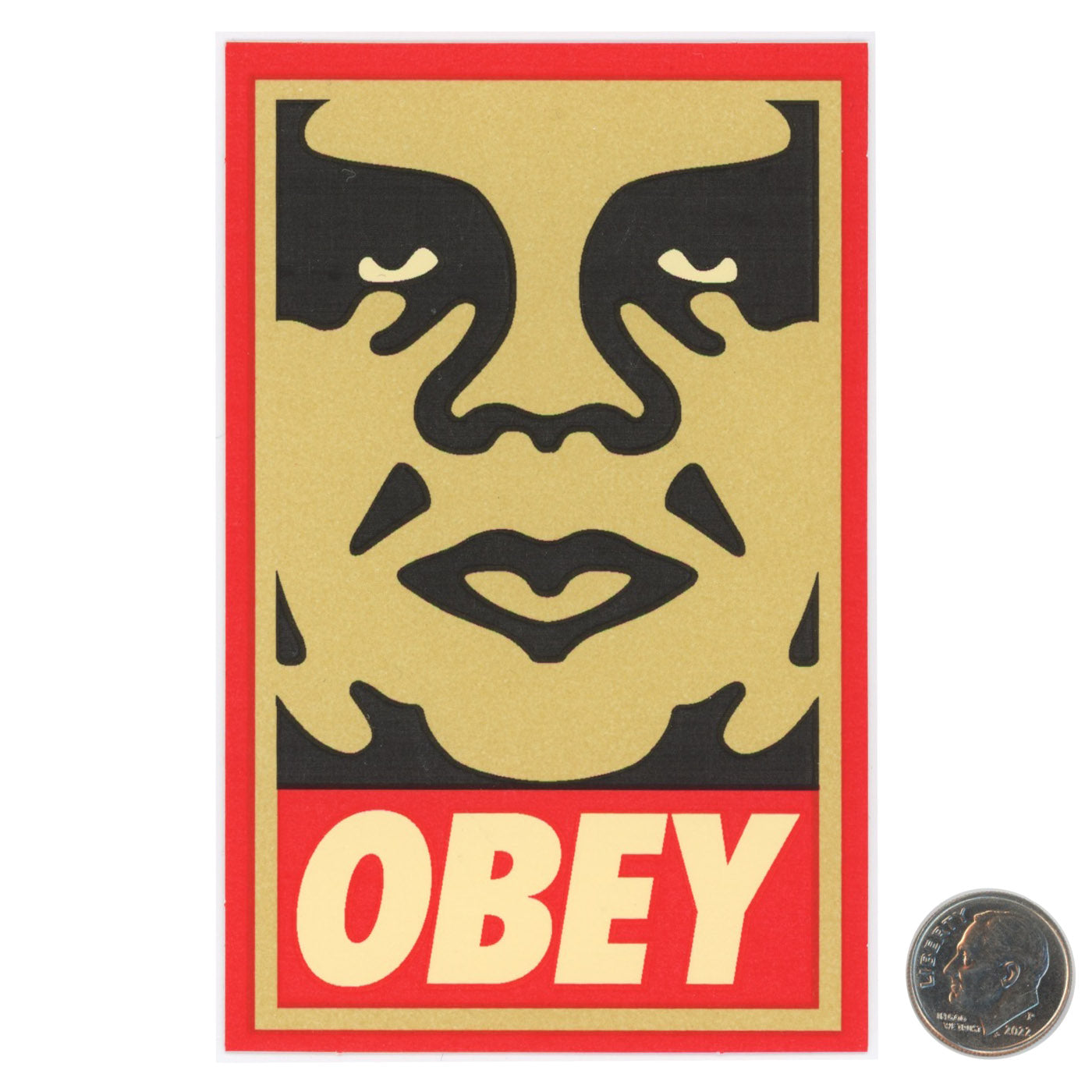Shepard Fairey OBEY Black Red Sticker 2 with dime