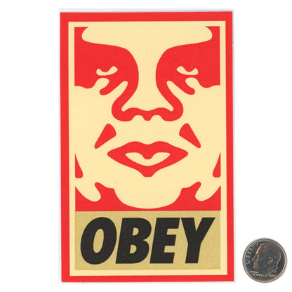 Shepard Fairey OBEY Yellow Black Sticker 2 with dime