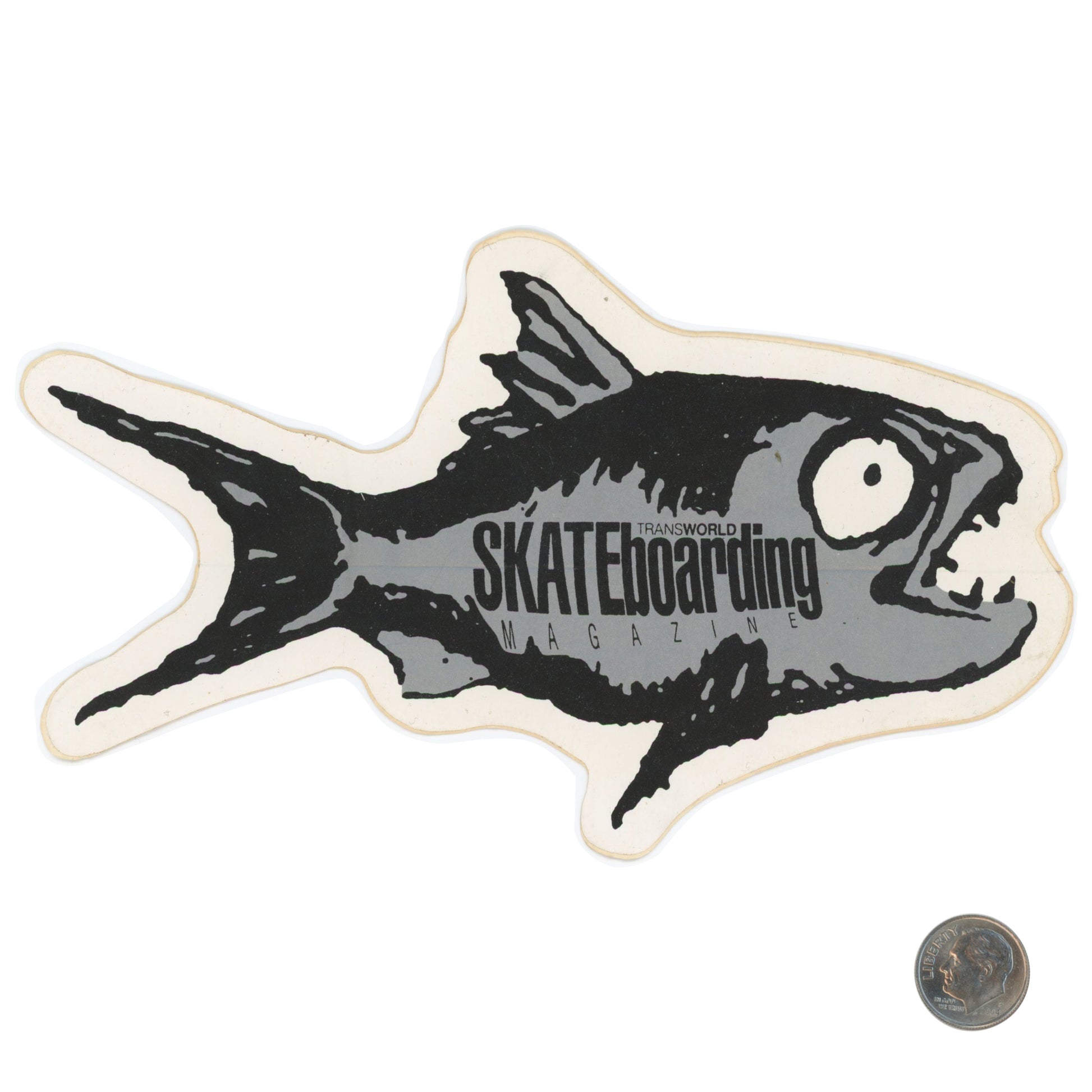 Transworld Skateboarding Fish Sticker with dime