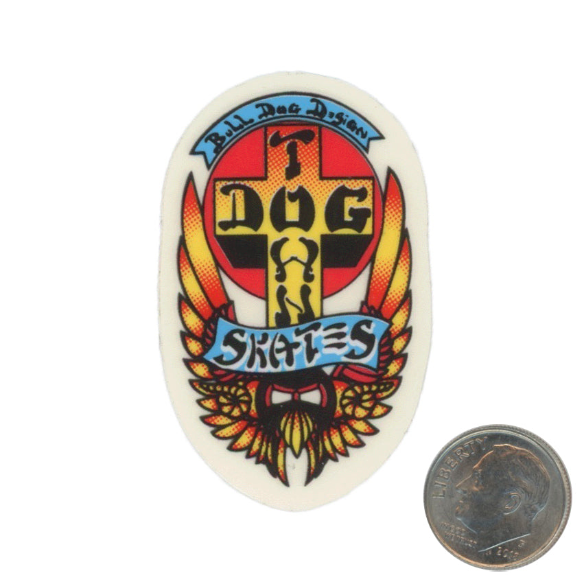 Dogtown Skateboards Bull Dog Design Sticker with dime