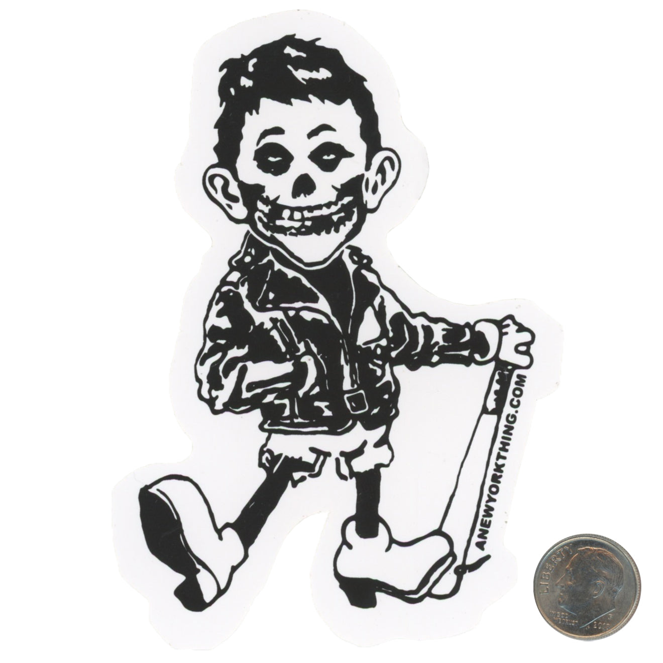 Anything Alfred E. Newman Baseball Player Sticker with dime