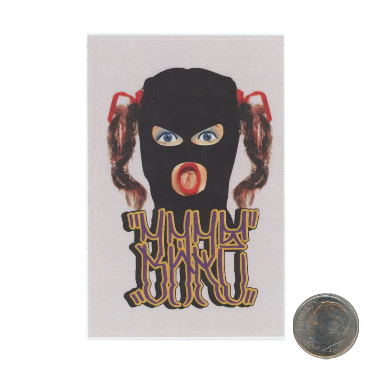BareOne Girl in Mask Pony Tails Sticker