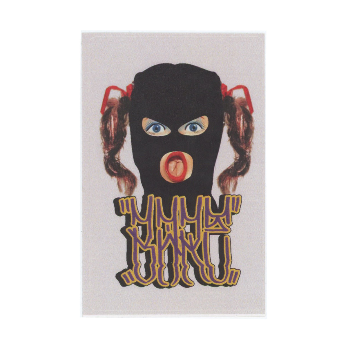 BareOne Girl in Mask with Hair Sticker with dime